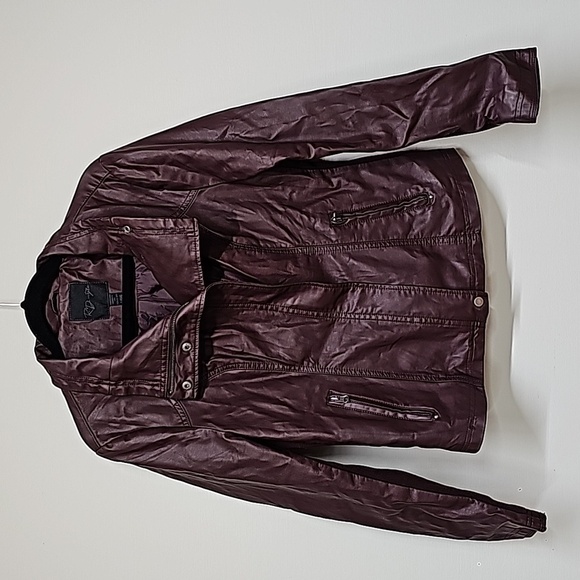 RD Style Merlot color Vegan Leather Zip Up Jacket Women’s Size Large - Picture 1 of 12